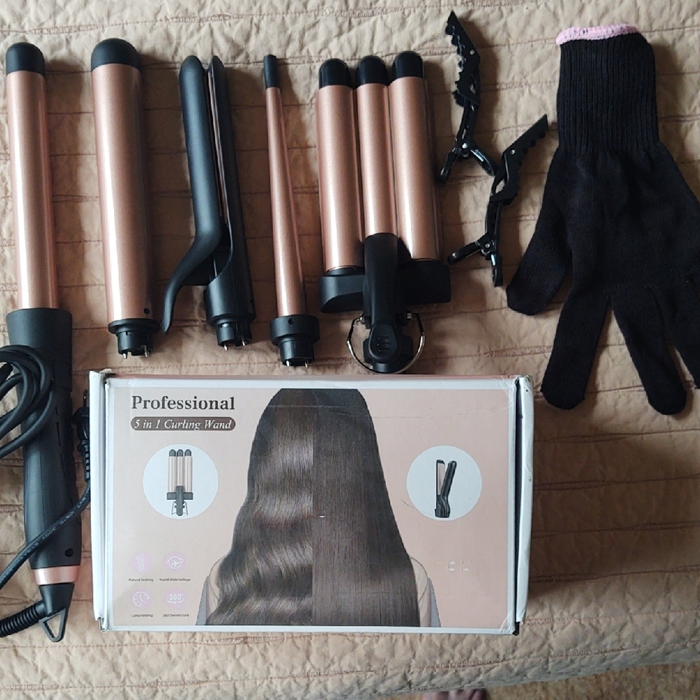 Professional 5-in-1 Curling Wand Set - Rose Gold